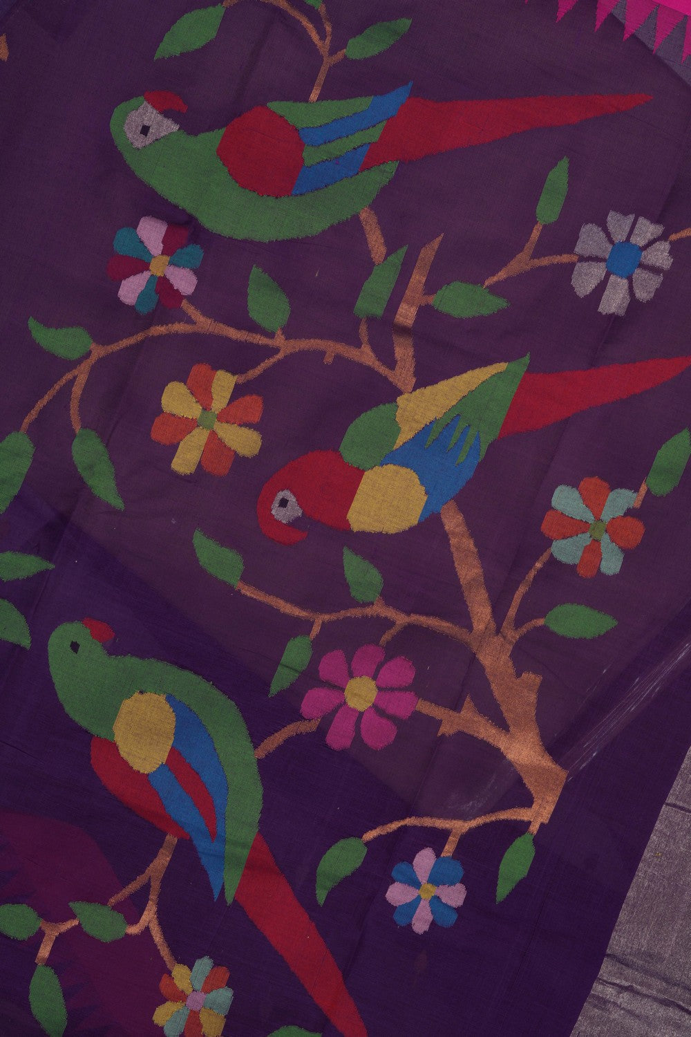 Image of Ponduru Cotton Purple Saree