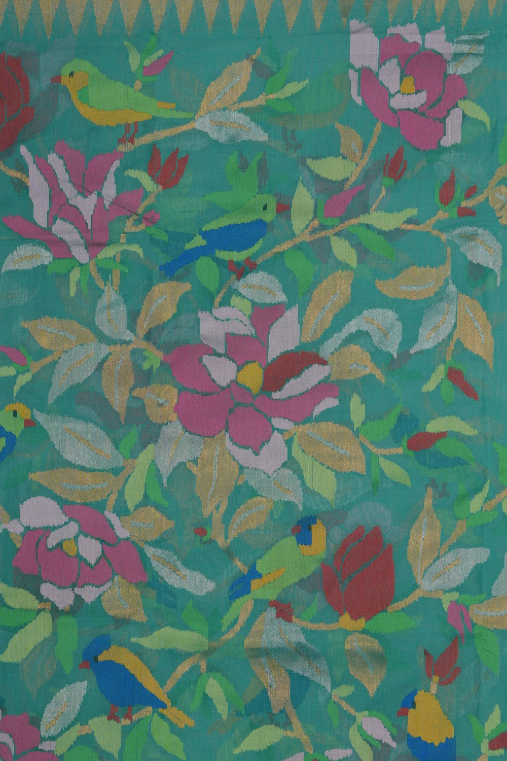 Image of Ponduru Cotton Sea Green Saree