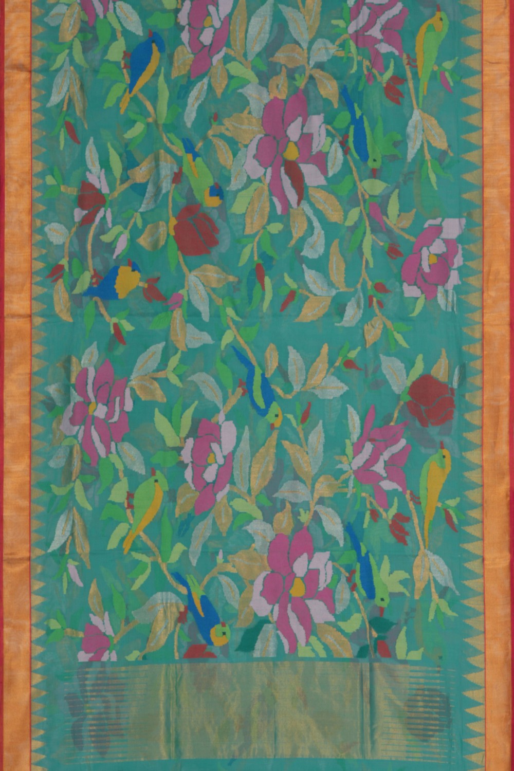 Image of Ponduru Cotton Sea Green Saree