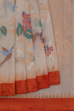 Image of Ponduru Cotton Off White Saree