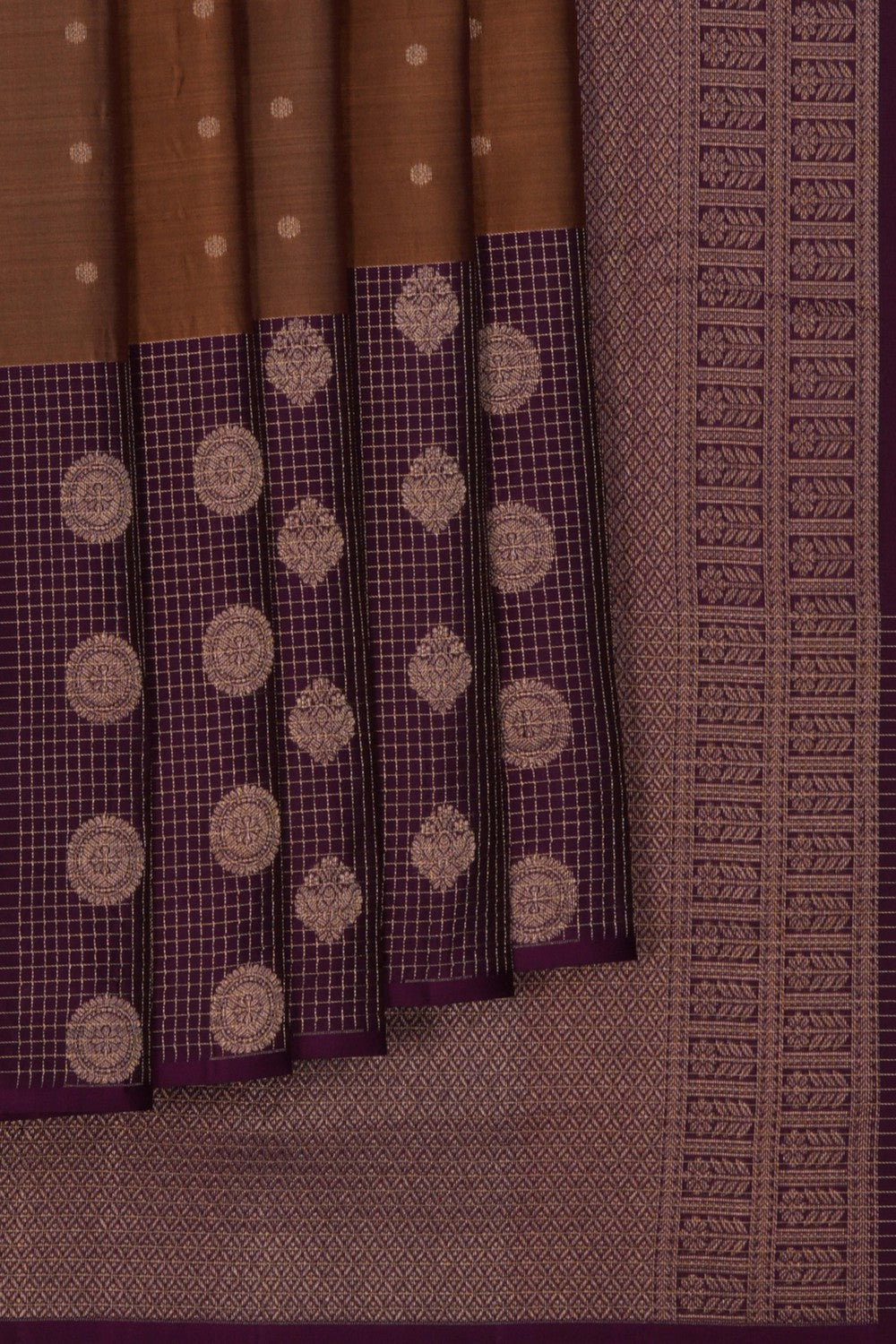 Kanchipattu Moss Brown Saree