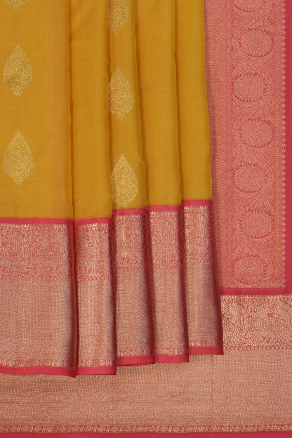 Image of Kanchipattu Yellow Saree