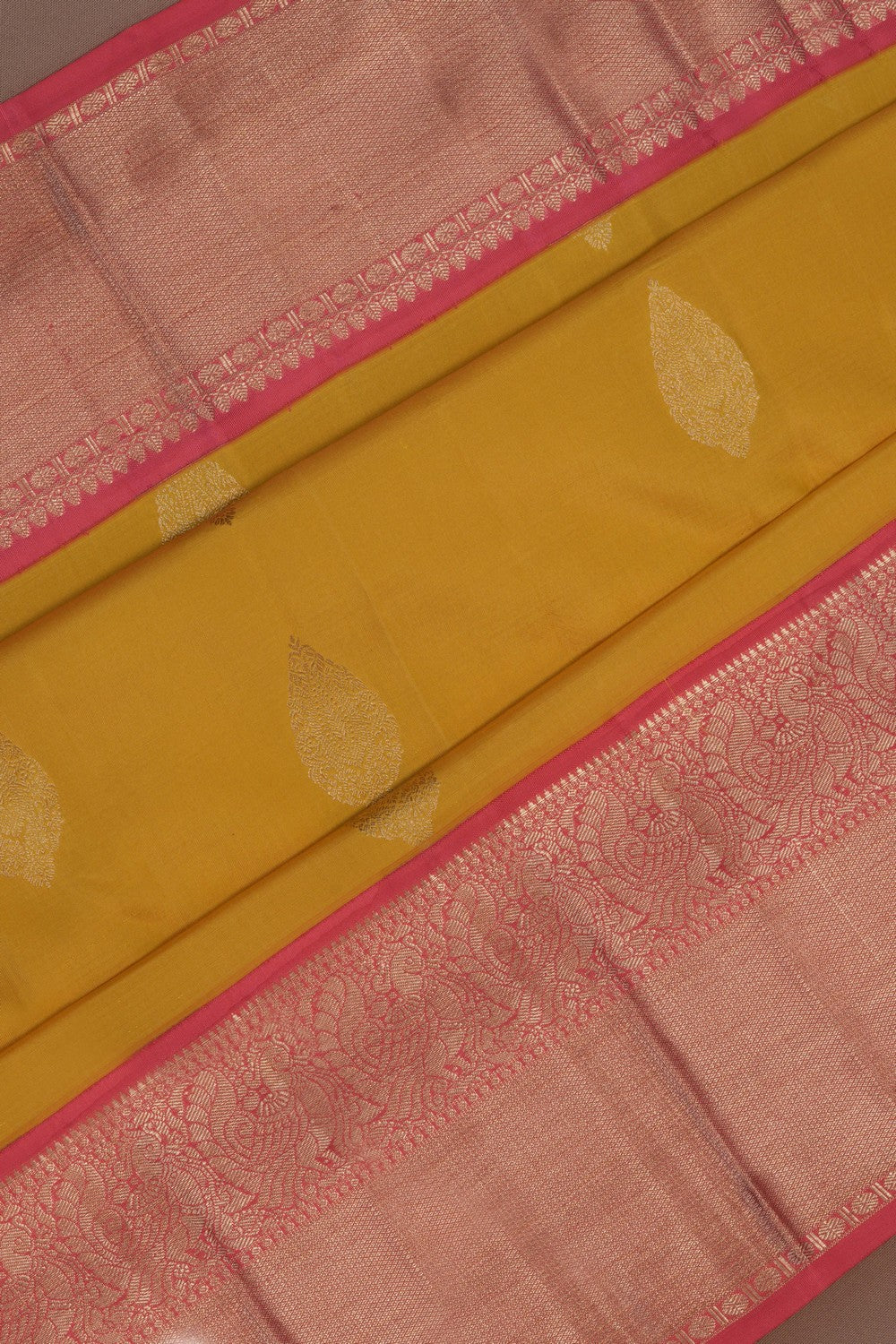 Image of Kanchipattu Yellow Saree