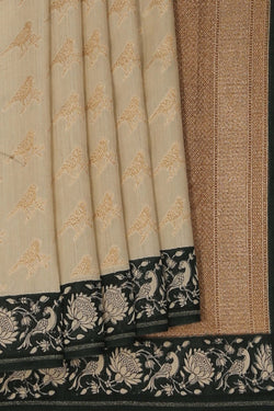 Image of Tussar Silk Off-White Saree