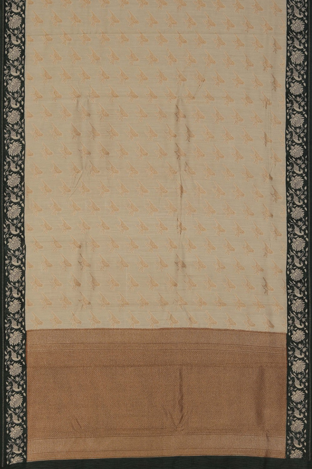 Image of Tussar Silk Off-White Saree