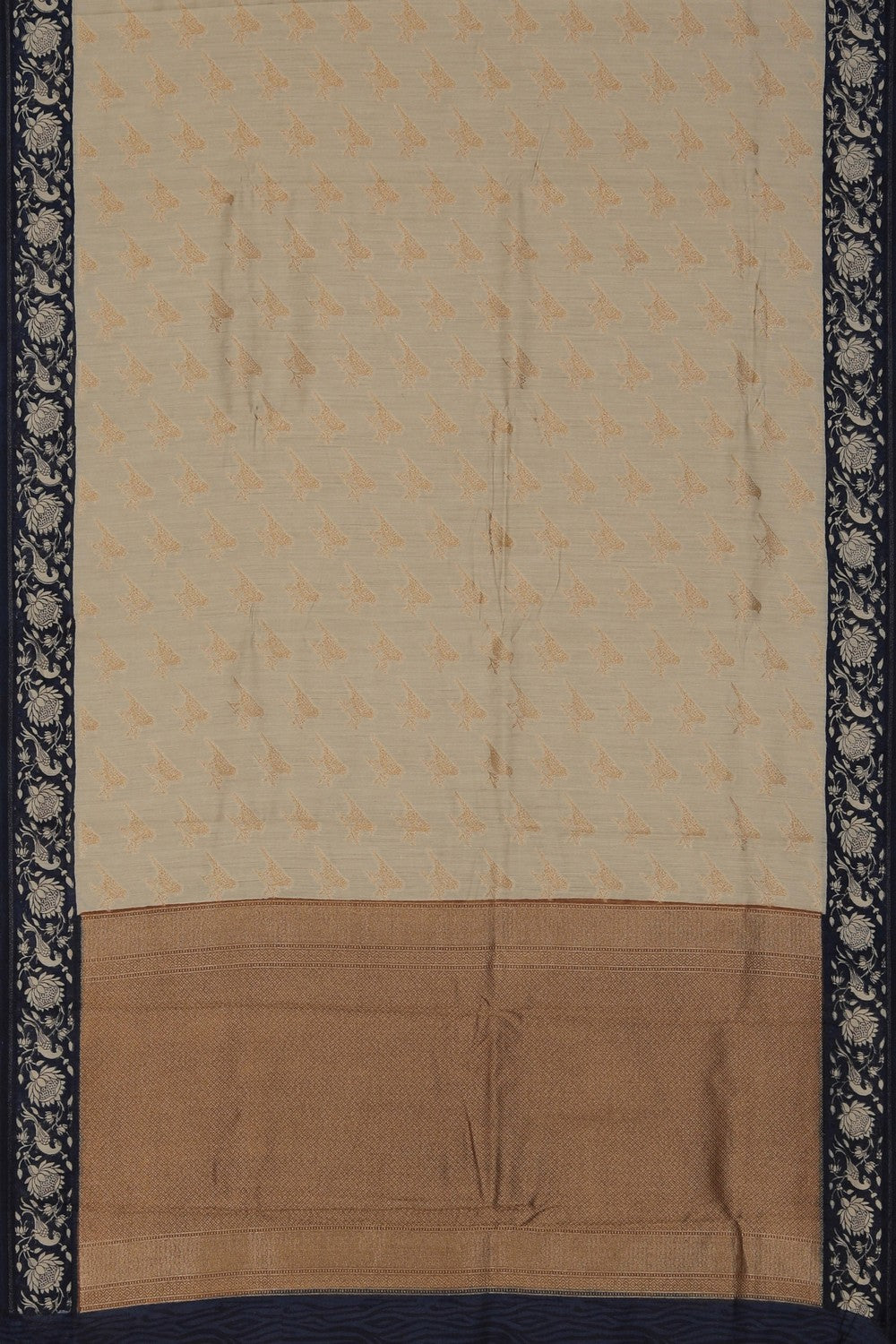 Image of Tussar Silk Off-White Saree