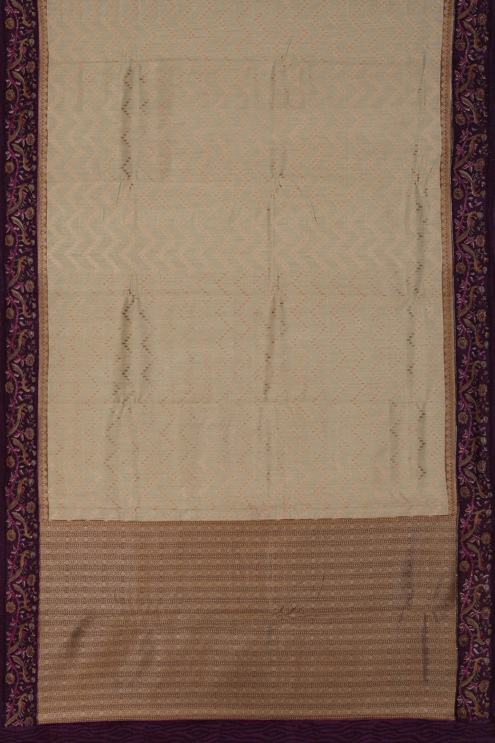 Image of Tussar Silk Off-White Saree