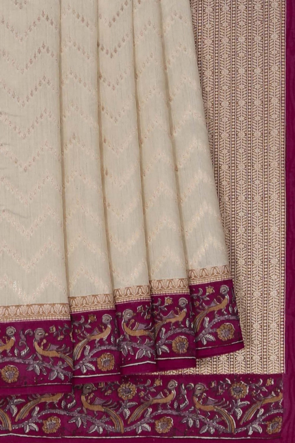 Tussar Silk Off-White Saree