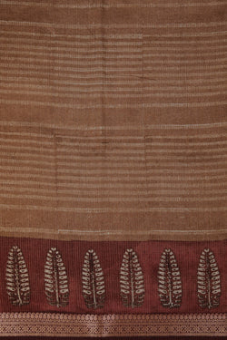 Image of Stripe Print Tussar Silk Saree