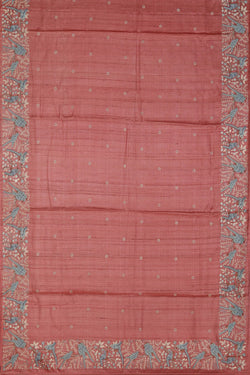 Image of Tussar Silk Coral Pink Saree