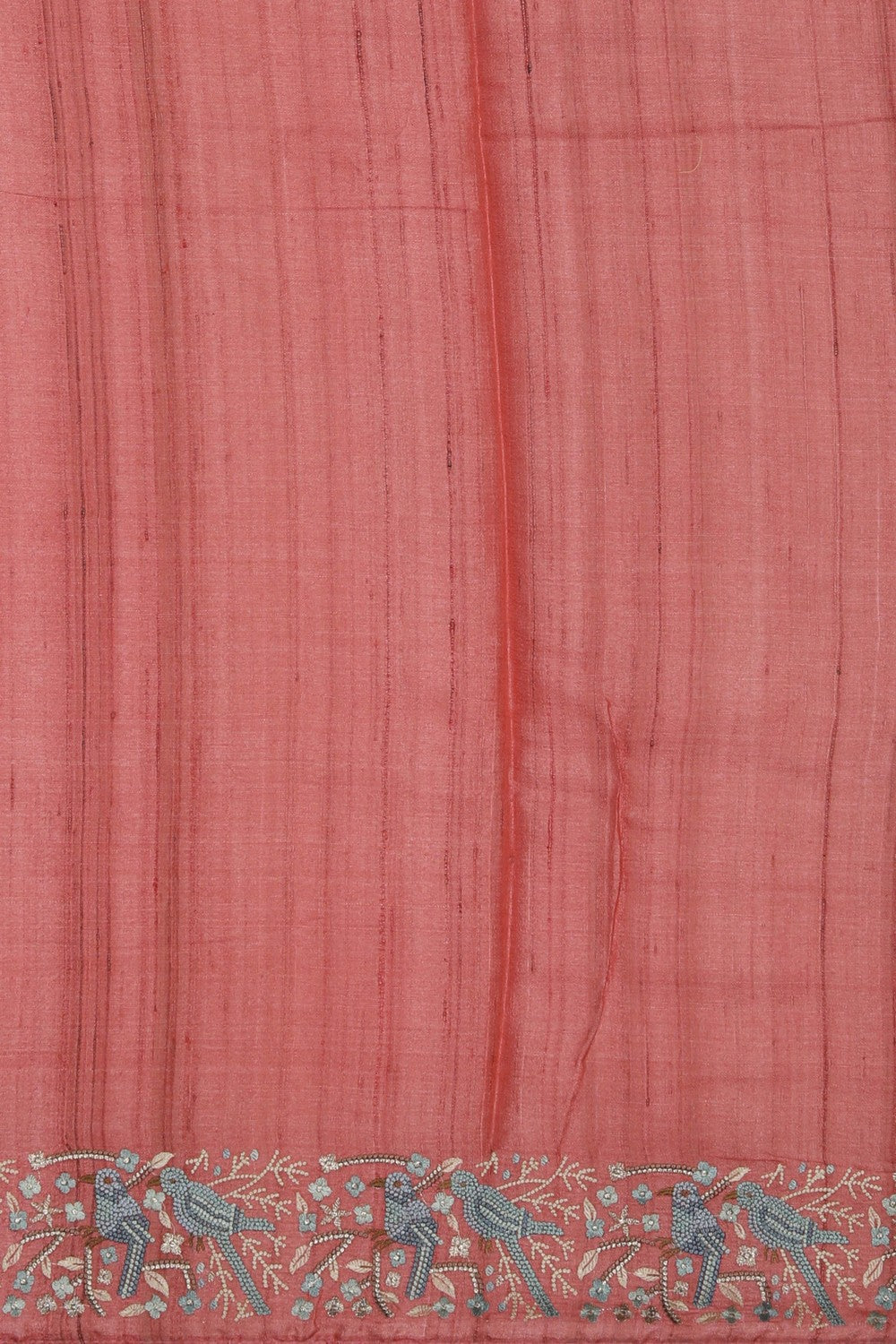 Tussar Silk Coral Pink Saree
