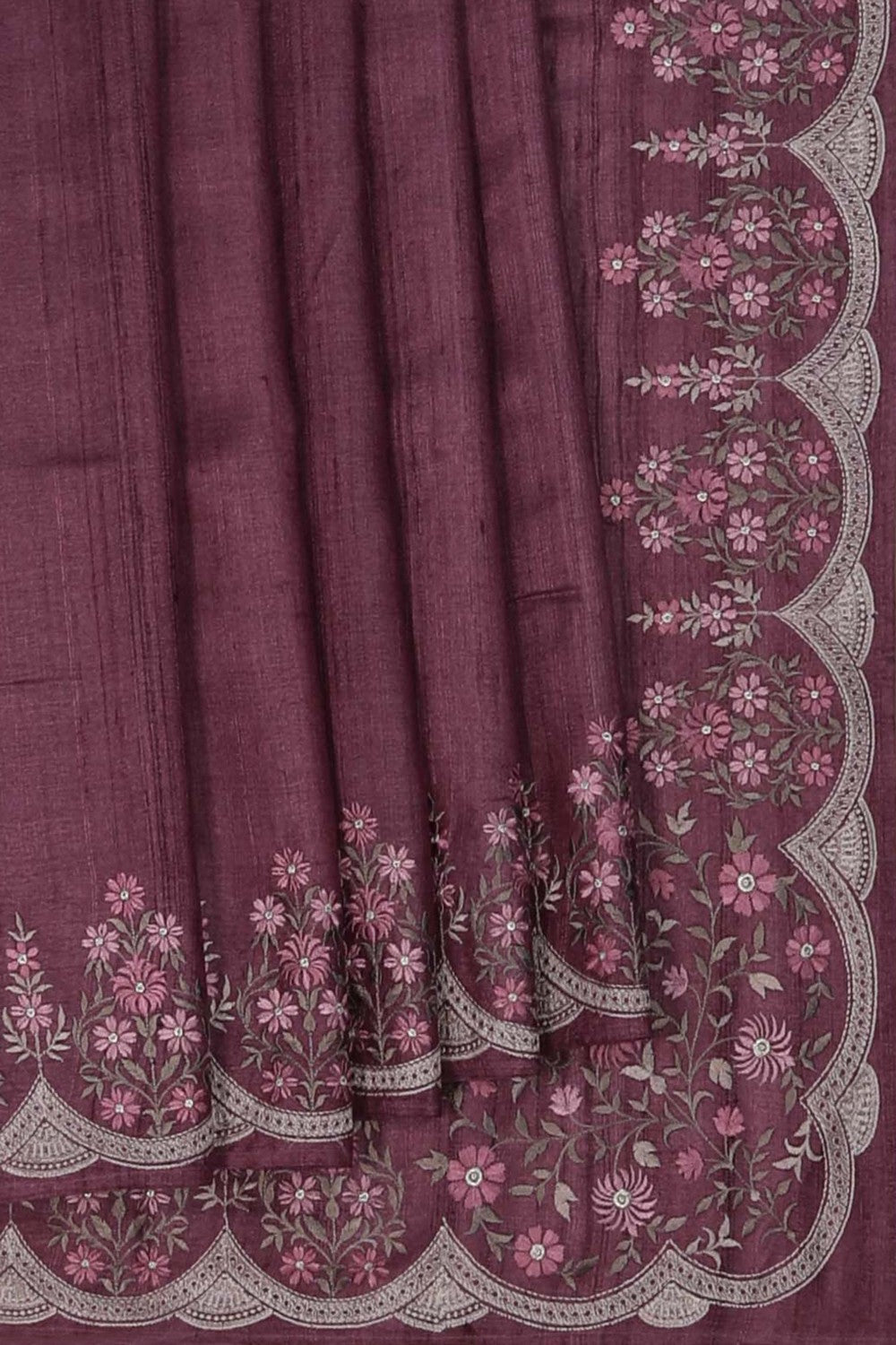Image of Tussar Silk Plum Purple Saree