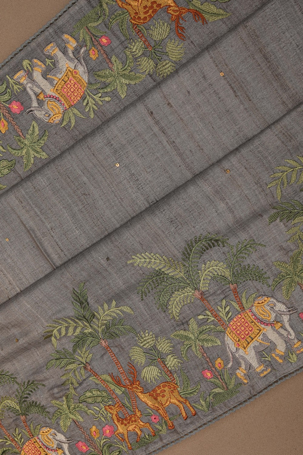 Image of Tussar Silk Grey Saree