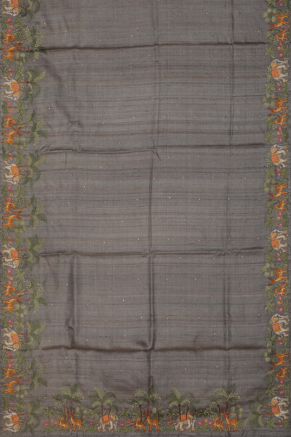 Image of Tussar Silk Grey Saree