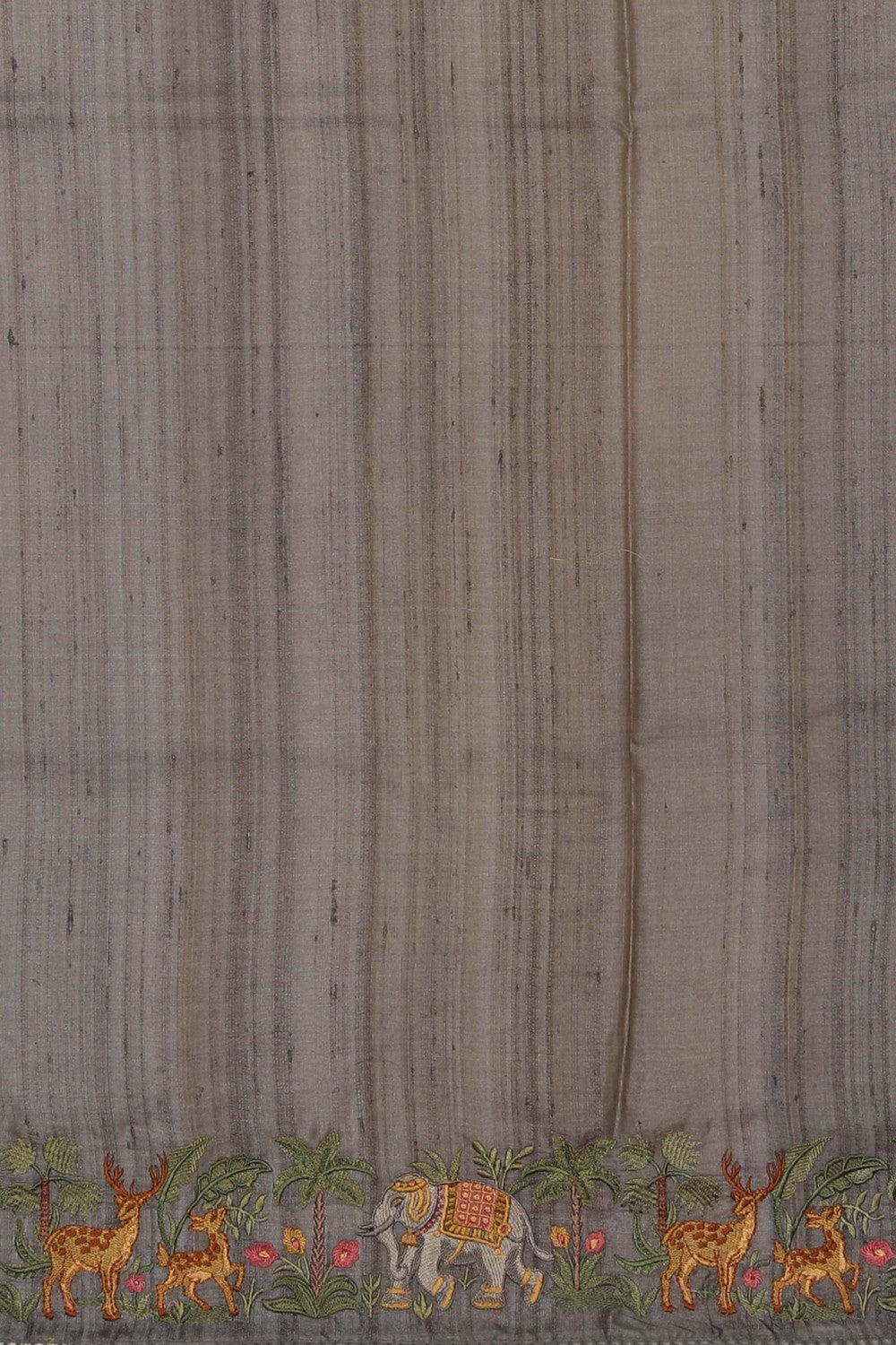 Image of Tussar Silk Grey Saree