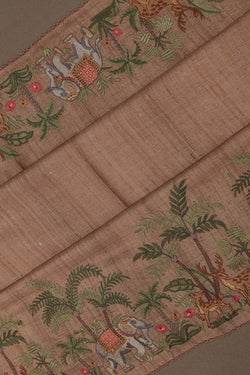 Image of Tussar Silk Brown Saree
