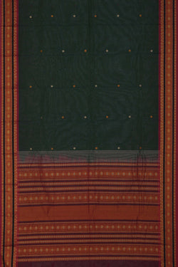 Image of Kanchi Cotton Peacock Green Saree