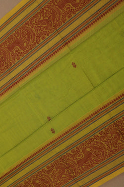 Image of Kanchi Cotton Vibrant Green Saree