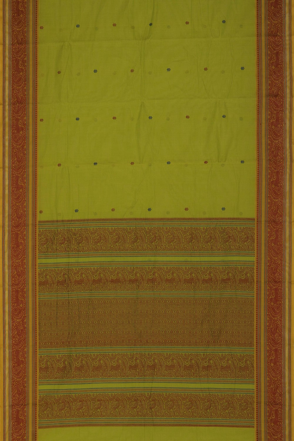 Image of Kanchi Cotton Vibrant Green Saree