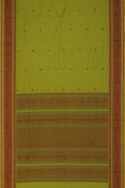 Image of Kanchi Cotton Vibrant Green Saree
