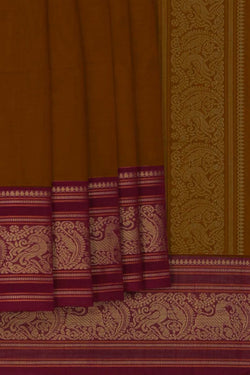 Image of Kanchi Cotton Rust Orange Saree