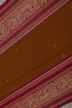 Image of Kanchi Cotton Rust Orange Saree