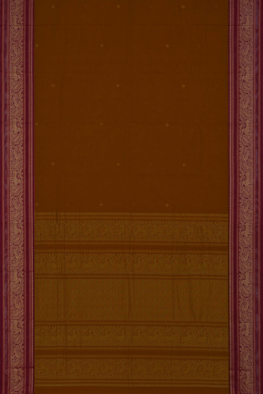Kanchi Cotton Rust Orange Saree
