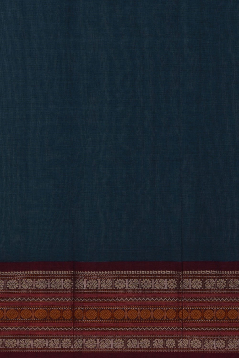 Image of Kanchi Cotton Peacock Blue Saree