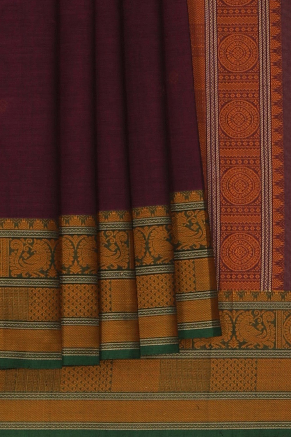 Image of Kanchi Cotton Purple Saree