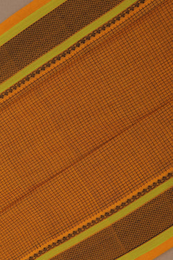 Image of Kanchi Cotton Kattam Yellow Saree