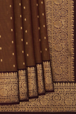 Image of South Cotton Silk Brown Saree