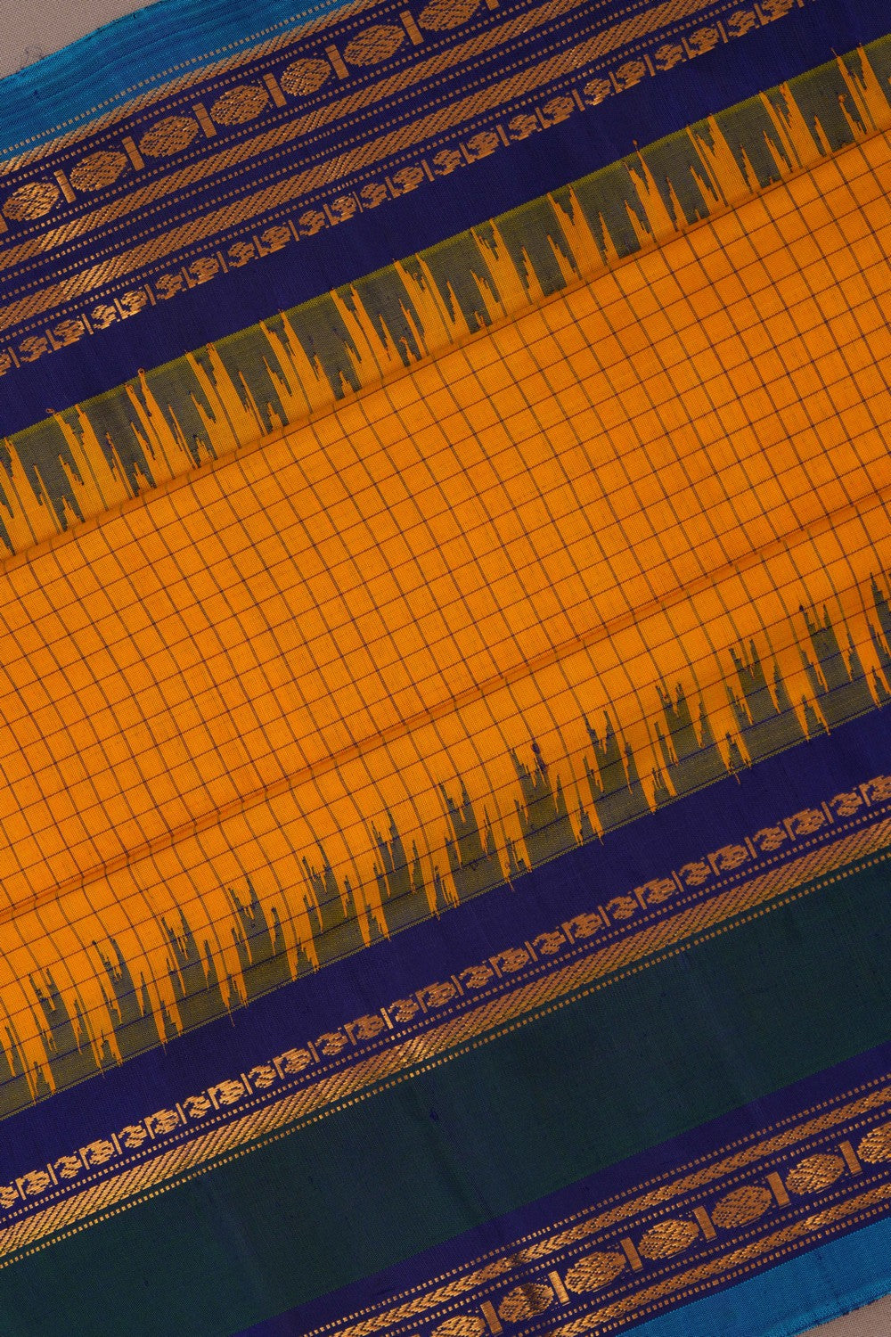 Image of Gadwal Cotton Yellow Saree