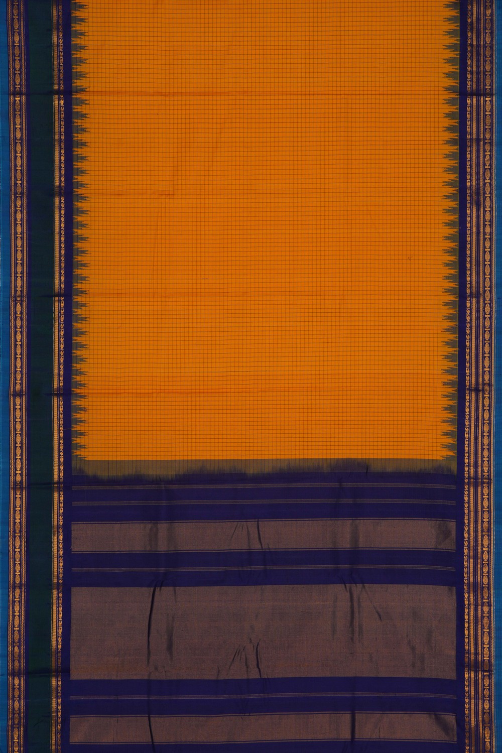 Image of Gadwal Cotton Yellow Saree