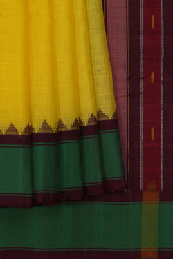 Image of Gadwal Cotton Yellow Saree