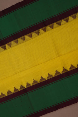 Image of Gadwal Cotton Yellow Saree