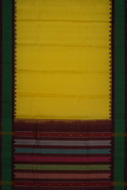 Image of Gadwal Cotton Yellow Saree