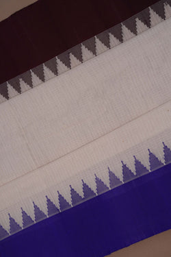 Image of Gadwal Cotton White Saree