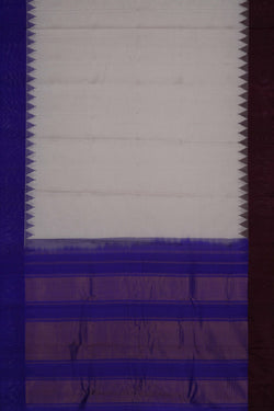 Image of Gadwal Cotton White Saree