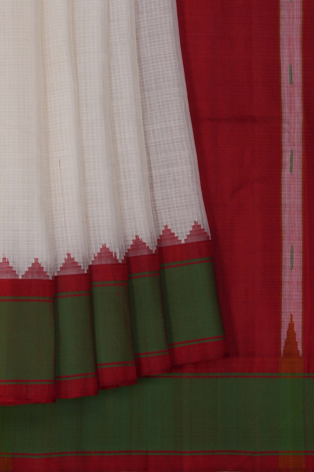 Gadwal Cotton White Saree