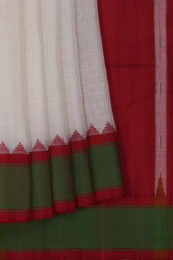 Image of Gadwal Cotton White Saree