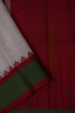 Image of Gadwal Cotton White Saree