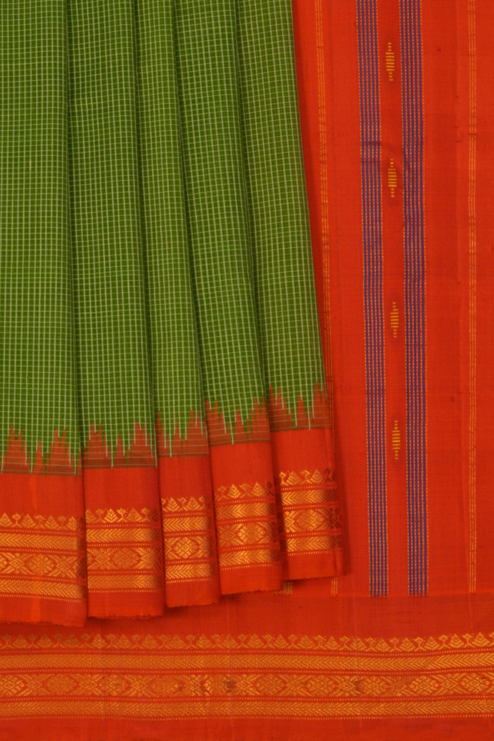 Image of Gadwal Cotton Green Saree