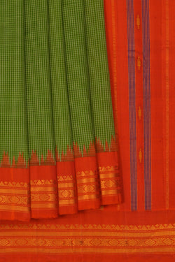 Image of Gadwal Cotton Green Saree