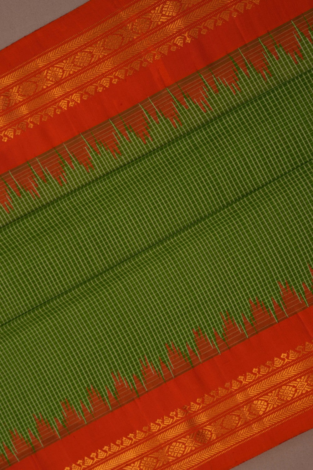 Image of Gadwal Cotton Green Saree