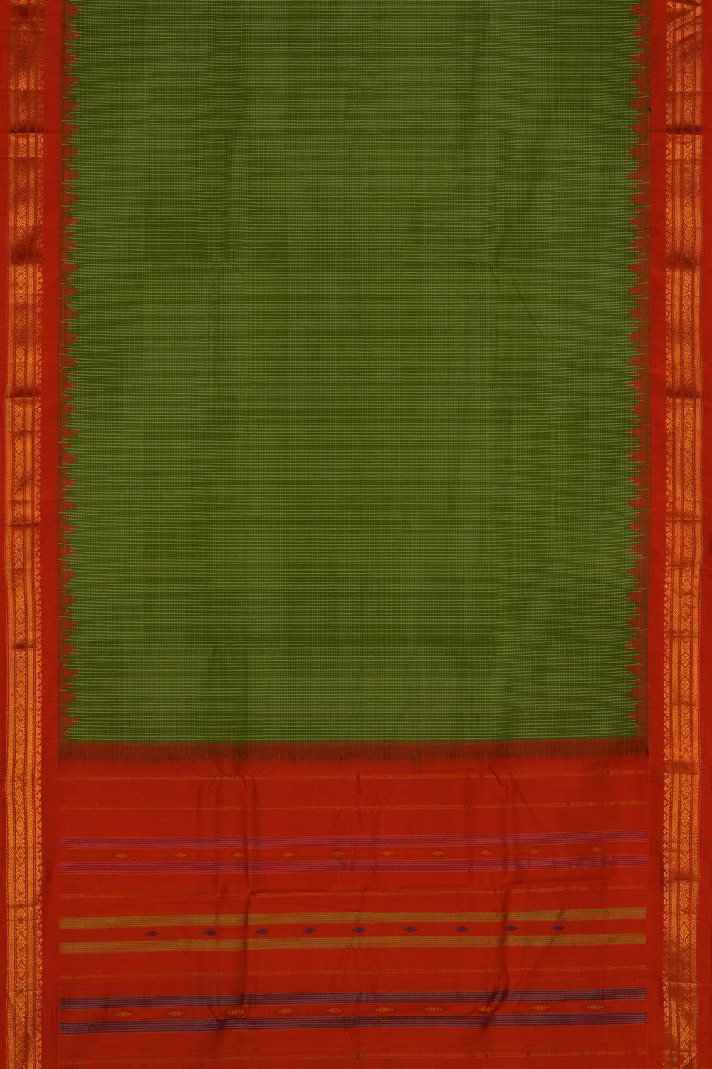 Image of Gadwal Cotton Green Saree