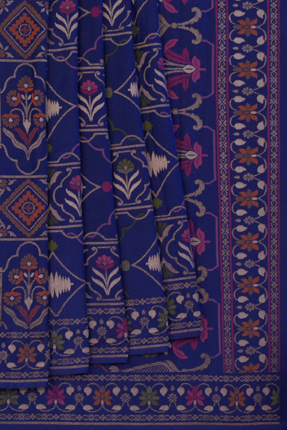Image of Banarasi Rangkat Brocade Indigo Blue Saree