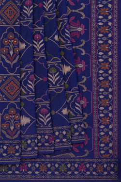 Image of Banarasi Rangkat Brocade Indigo Blue Saree