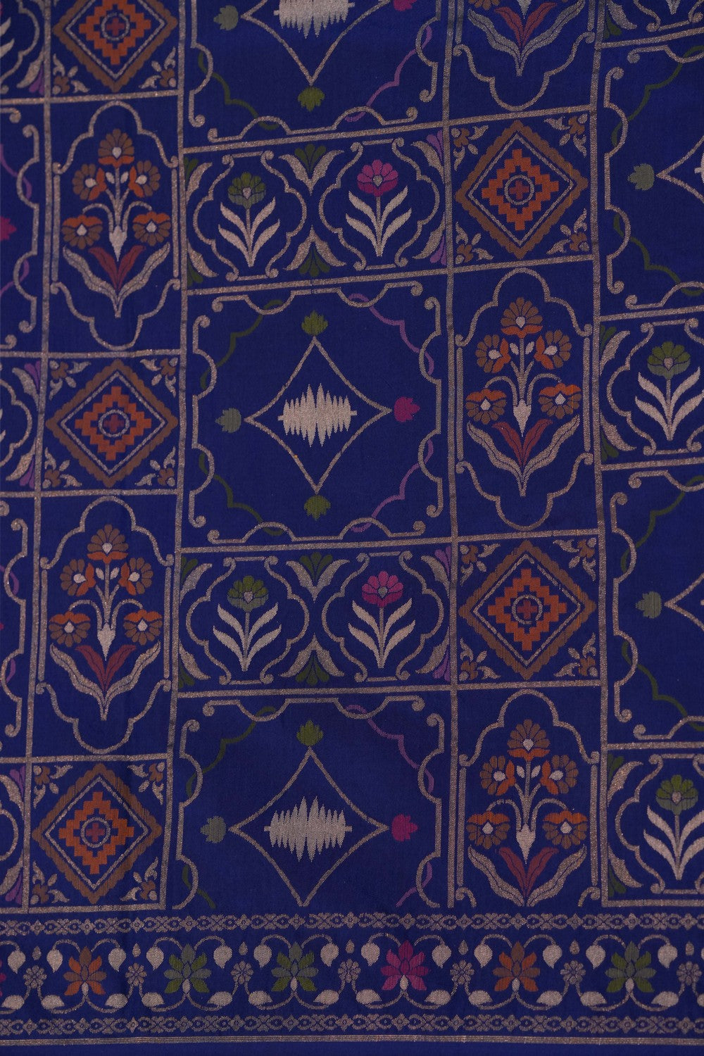 Image of Banarasi Rangkat Brocade Indigo Blue Saree