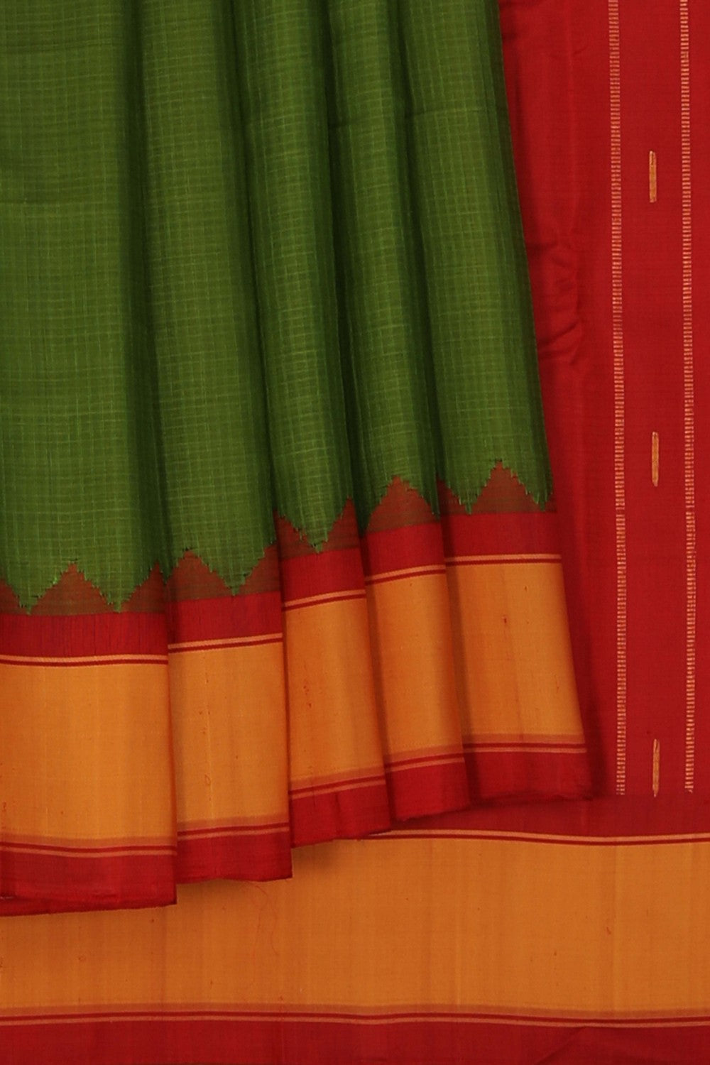 Image of Gadwal Cotton Green Saree