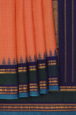 Image of Gadwal Cotton Peach Saree